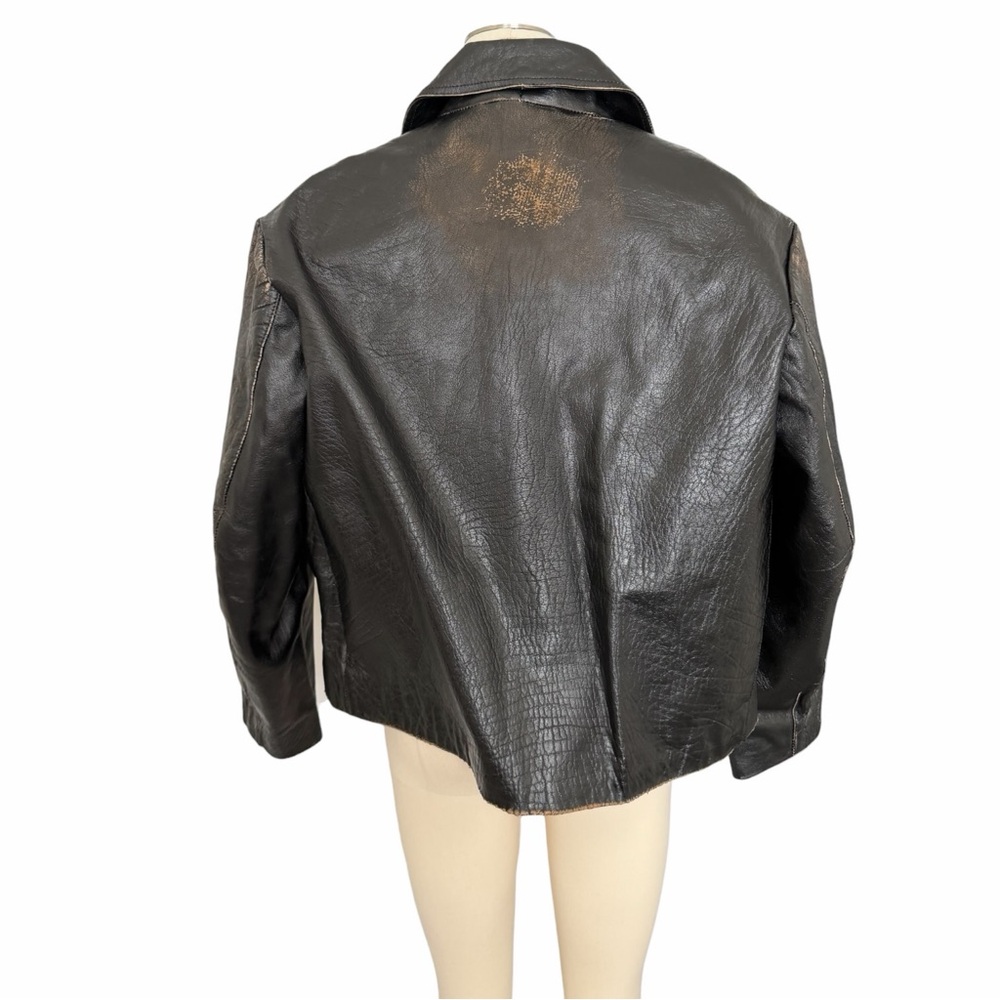 Mango Buffalo Leather Jacket M - image 6